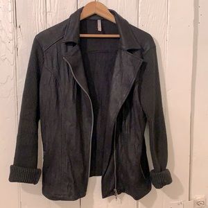 Black jacket with asymmetric zipper